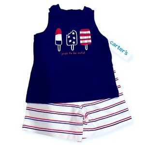 NWT Carter’s Baby Boys Patriotic Tank Top and Short, 2 Piece Set- Size 12m